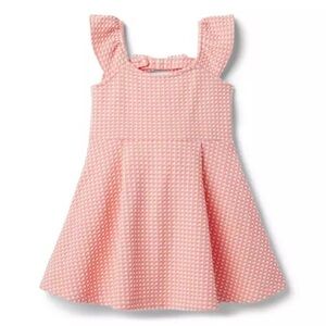 Janie and Jack pink elephant gingham seersucker dress